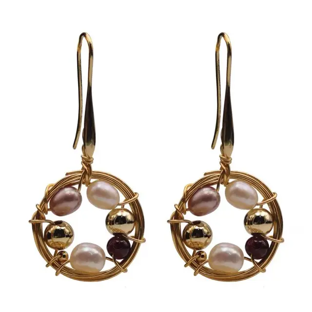 Elegant Pearl Earrings Hook Design Gold Plated - Image 5
