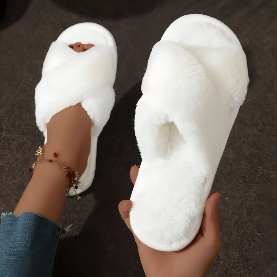 Cross-border TEMU SHEIN cross plush big explosions European and American Mao Mao cross with cotton slippers women Mao Mao cotton slippers — feature 21