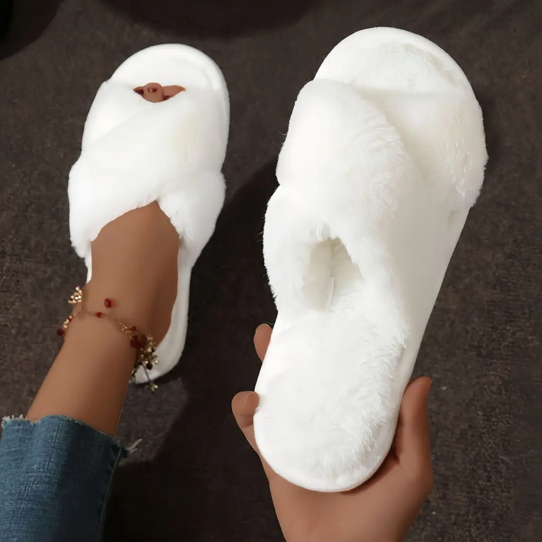 Cross-border TEMU SHEIN cross plush big explosions European and American Mao Mao cross with cotton slippers women Mao Mao cotton slippers — feature 24
