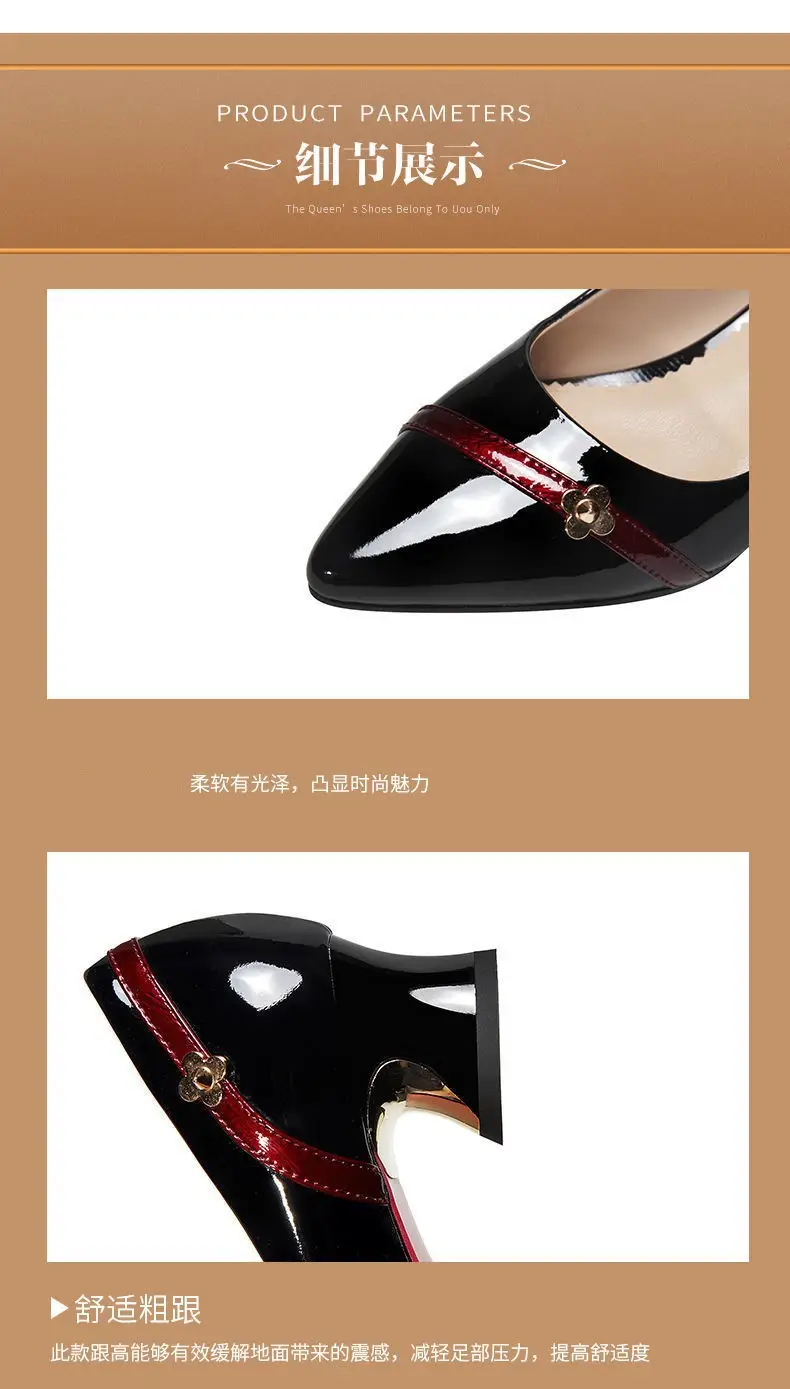 Soft leather single-layer shoes Women's Mid Heel chunky heel versatile 2024 spring and summer new soft bottom professional shallow mouth comfortable pointed women's shoes — feature 10