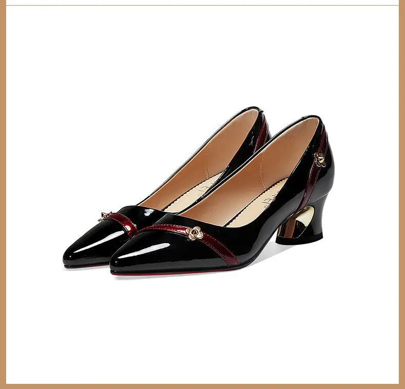 Soft leather single-layer shoes Women's Mid Heel chunky heel versatile 2024 spring and summer new soft bottom professional shallow mouth comfortable pointed women's shoes — feature 12