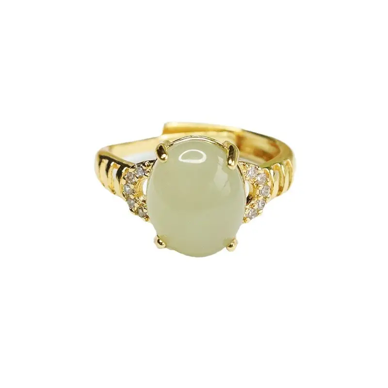Aiyu Jade Ring Gold Plated Natural Hetian - Image 5