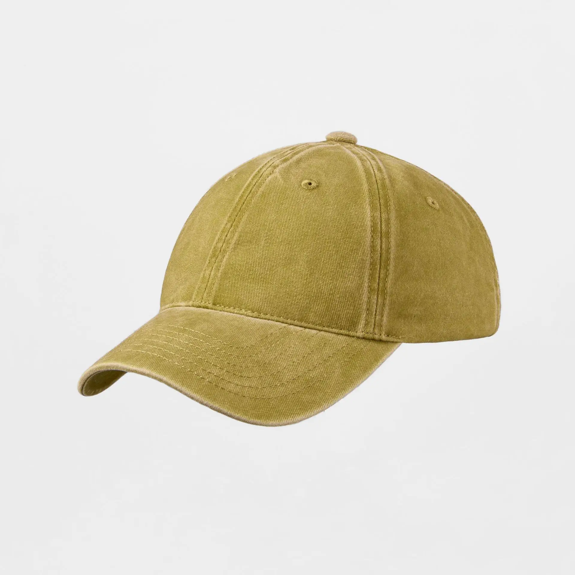 Grey Washed Baseball Cap with Peaked Design - Image 2