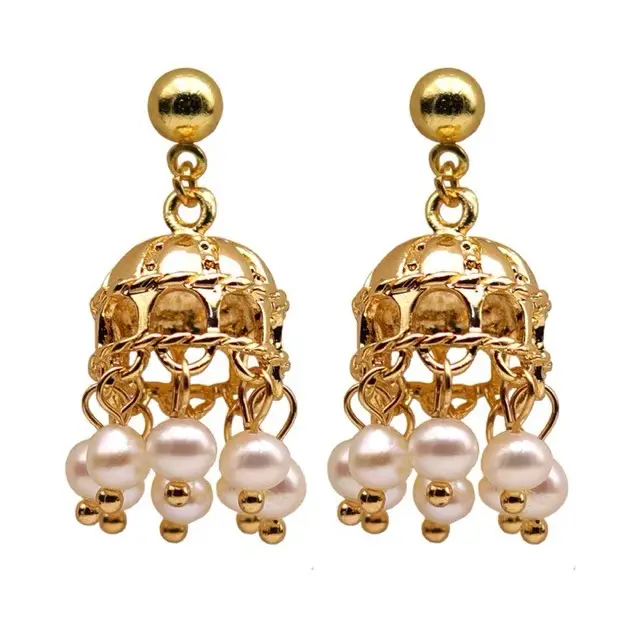 Tempered Earrings Bird's Nest Pearl Gold - Image 5