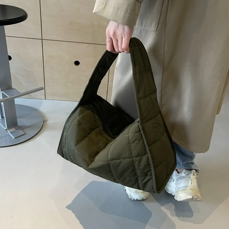 Plaid Quilted Shoulder Bag for Women Large Capacity - Image 6