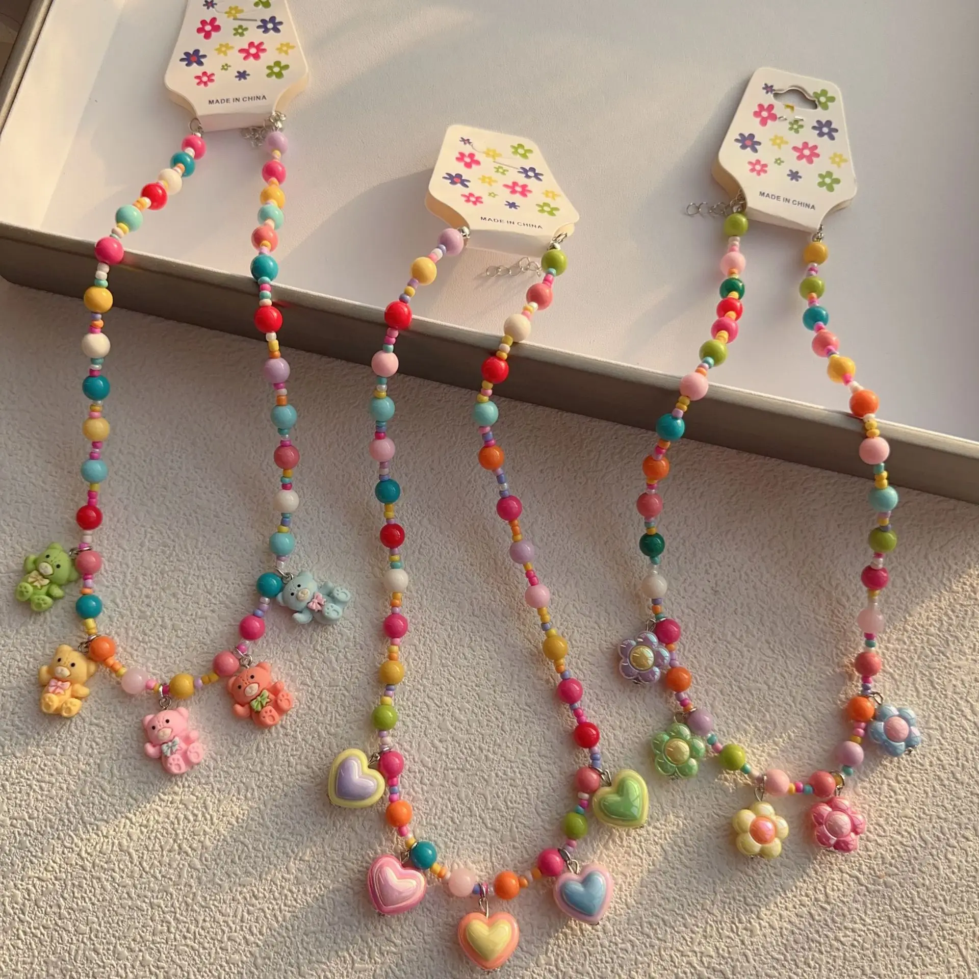 New Korean Style Colorful Beaded Star Bear Necklace for Girls - Image 33