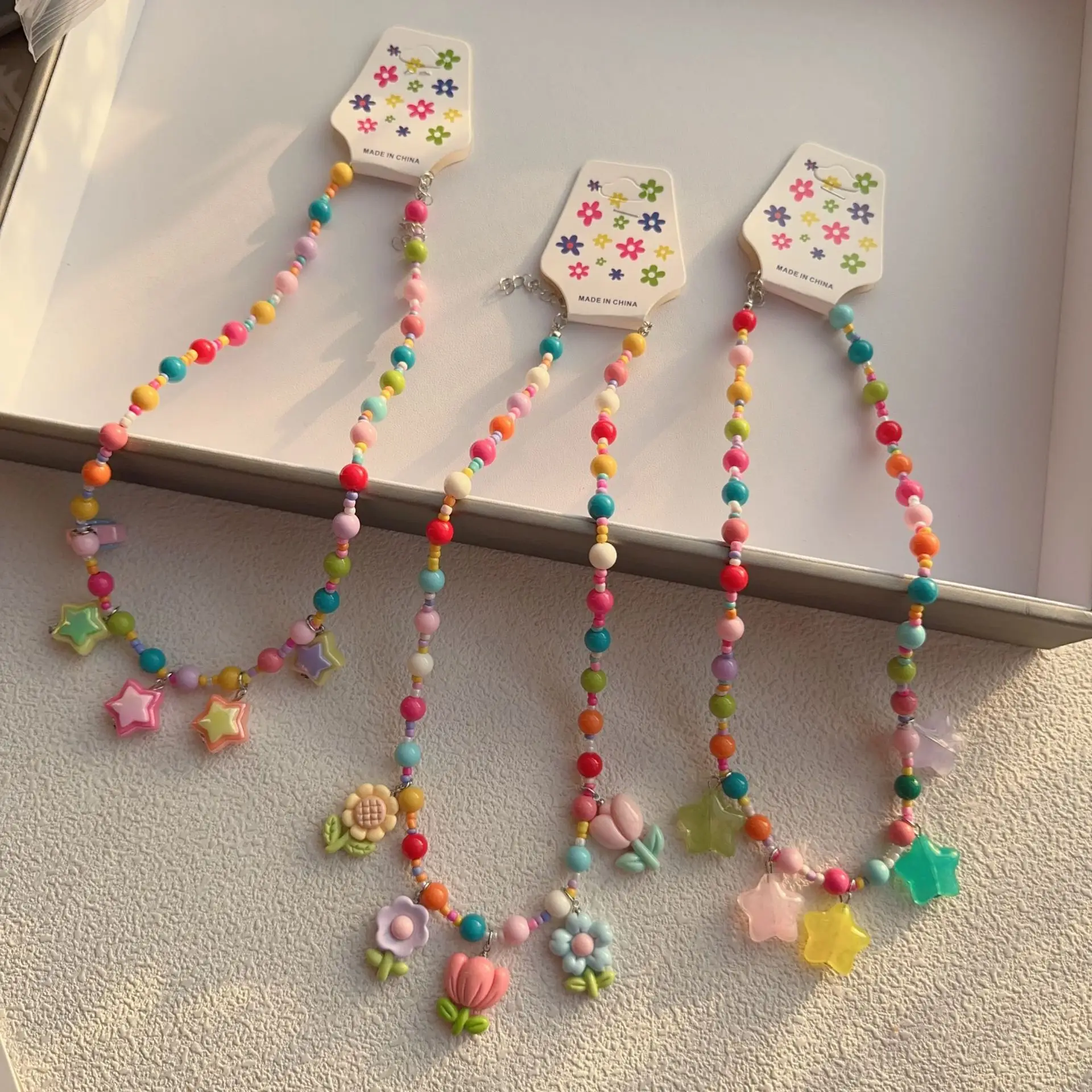New Korean Style Colorful Beaded Star Bear Necklace for Girls - Image 34