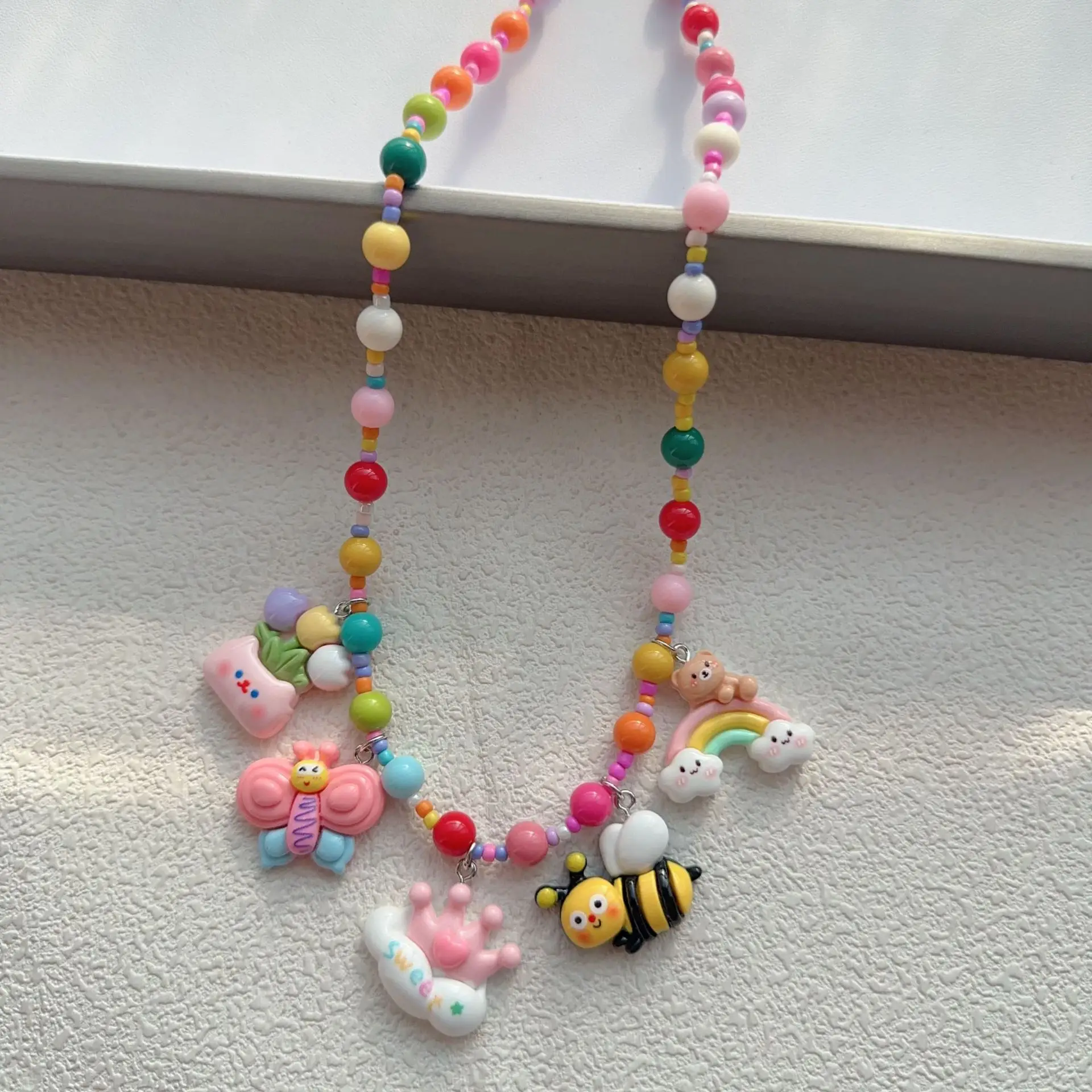 New Korean Style Colorful Beaded Star Bear Necklace for Girls - Image 12
