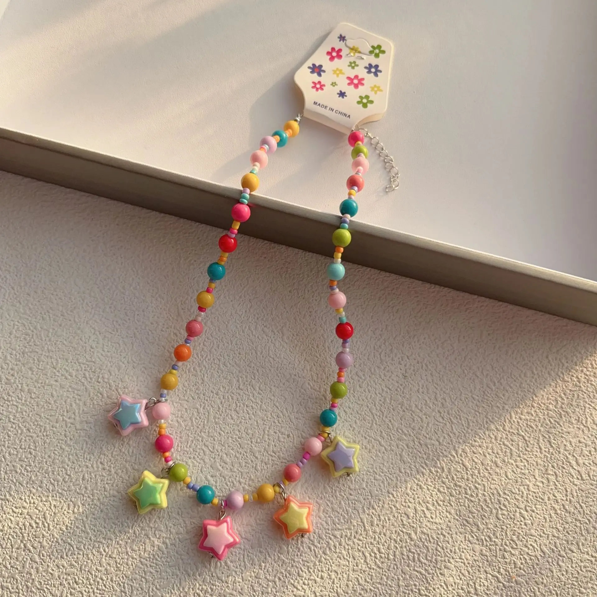 New Korean Style Colorful Beaded Star Bear Necklace for Girls - Image 2