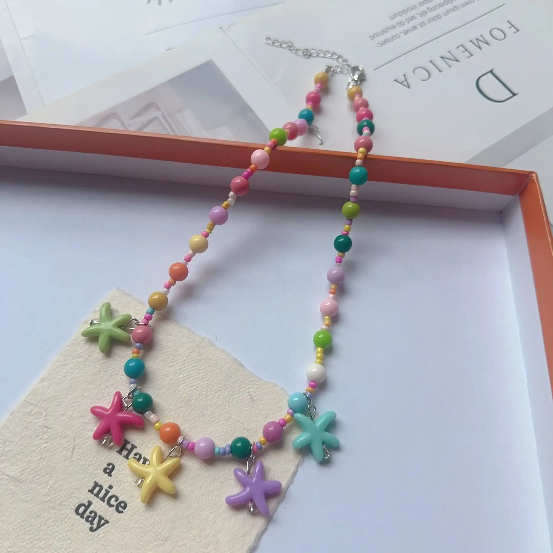 New Korean Style Colorful Beaded Star Bear Necklace for Girls - Image 24