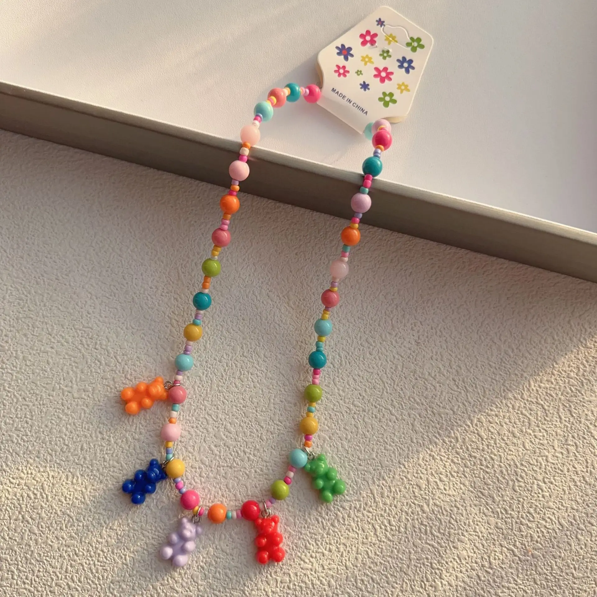 New Korean Style Colorful Beaded Star Bear Necklace for Girls - Image 3
