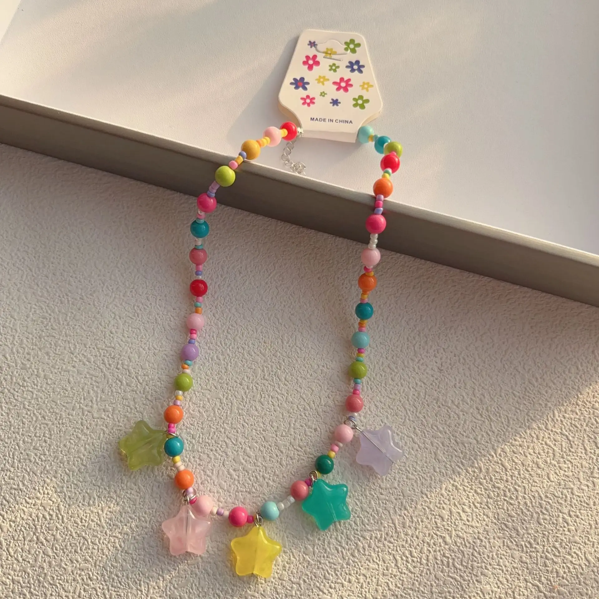 New Korean Style Colorful Beaded Star Bear Necklace for Girls - Image 5