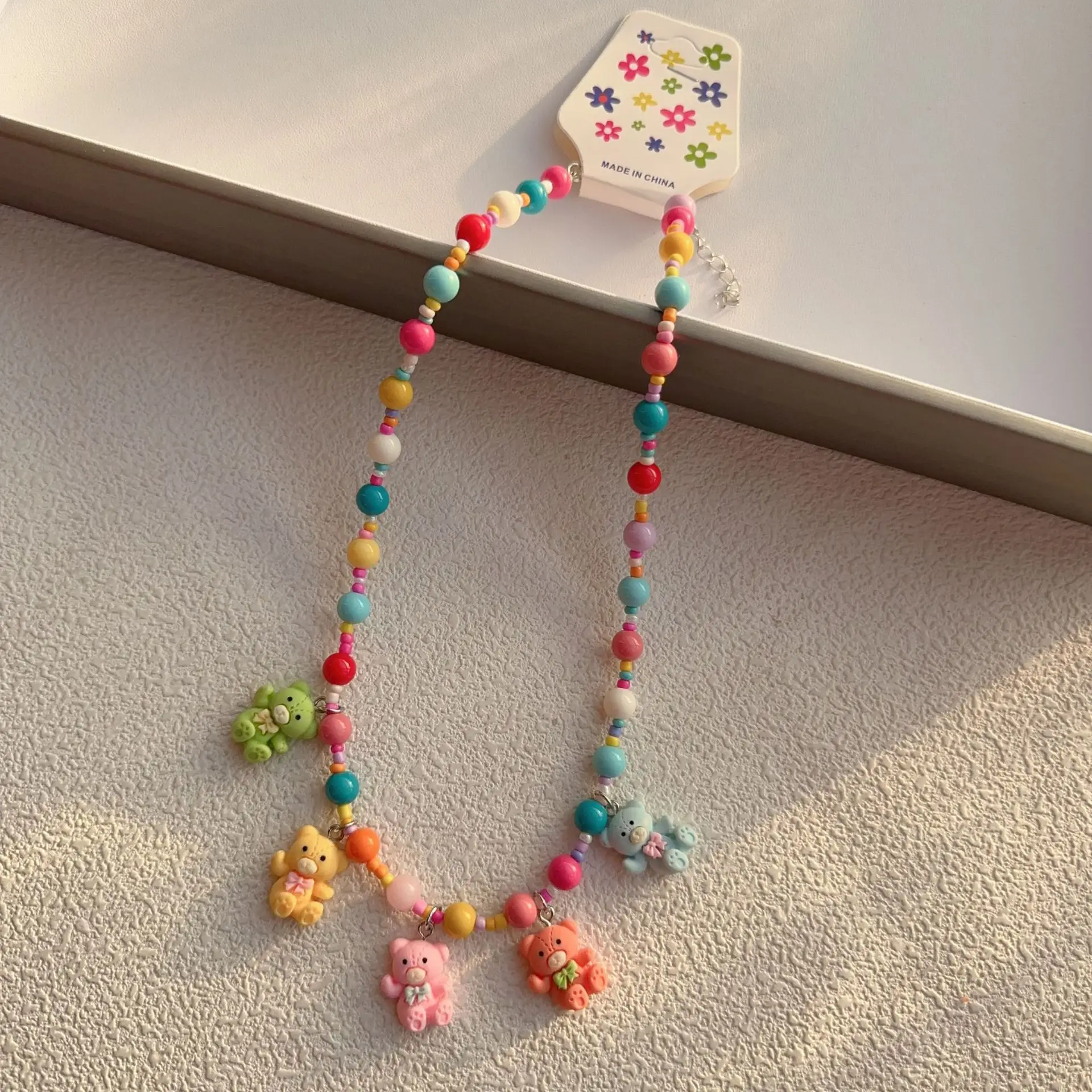 New Korean Style Colorful Beaded Star Bear Necklace for Girls - Image 9