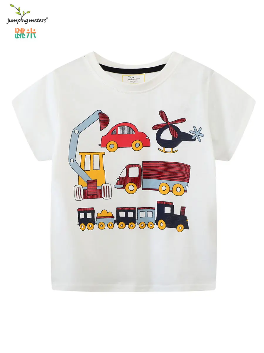 2026 Boys T-Shirt Cartoon Excavator Pure Cotton White - Image 6