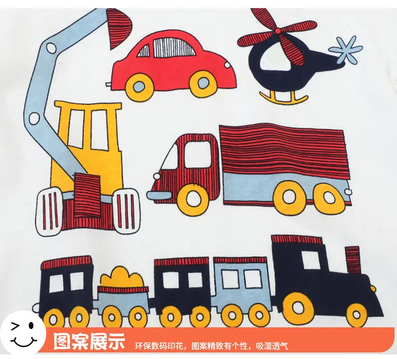 2026 Boys T-Shirt Cartoon Excavator Pure Cotton White — feature 6