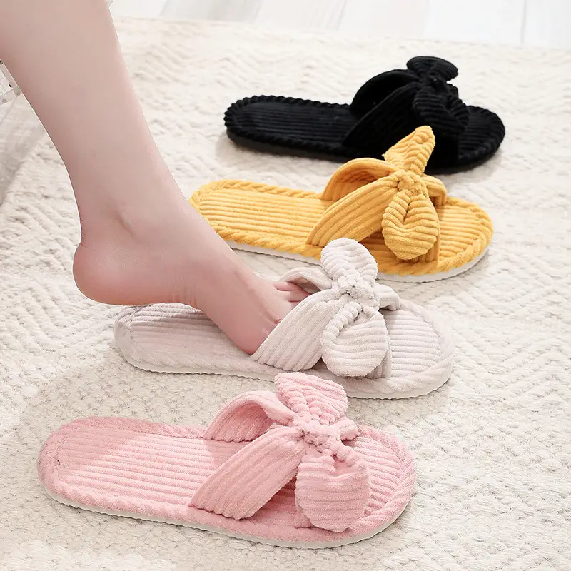 Cross-Border Temu Shein Cotton Slippers Ins Bowknot Home Plush Slippers Indoor Furry Wholesale Cotton Slippers - Image 9