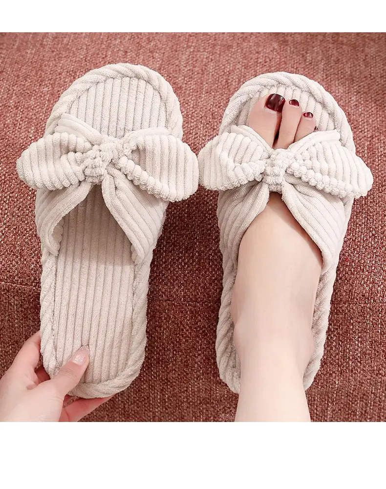 Cross-Border Temu Shein Cotton Slippers Ins Bowknot Home Plush Slippers Indoor Furry Wholesale Cotton Slippers — feature 13