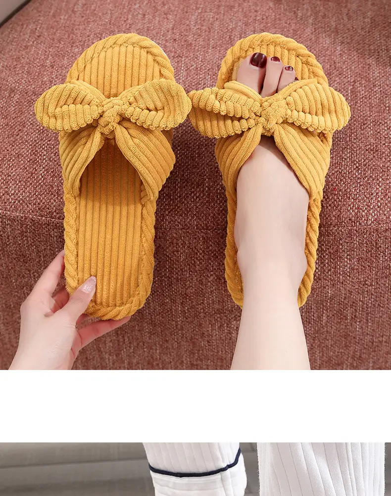 Cross-Border Temu Shein Cotton Slippers Ins Bowknot Home Plush Slippers Indoor Furry Wholesale Cotton Slippers — feature 15