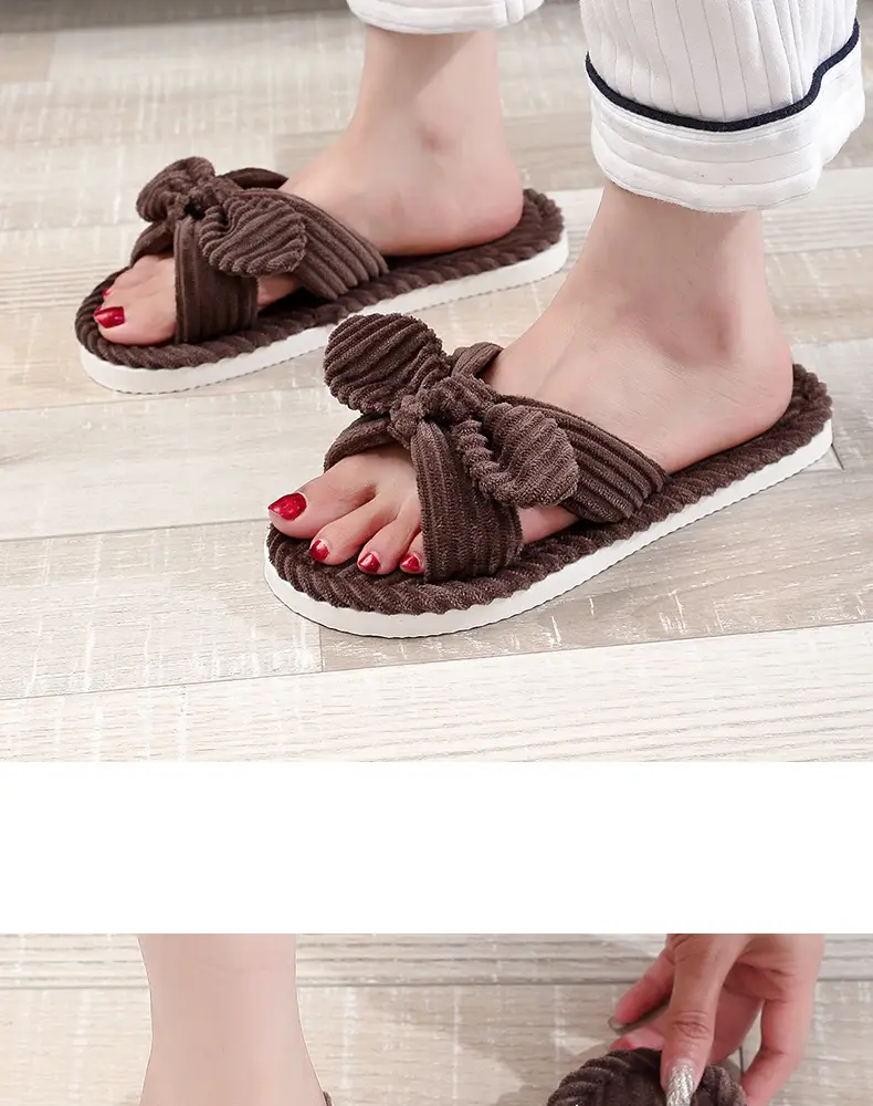 Cross-Border Temu Shein Cotton Slippers Ins Bowknot Home Plush Slippers Indoor Furry Wholesale Cotton Slippers — feature 16