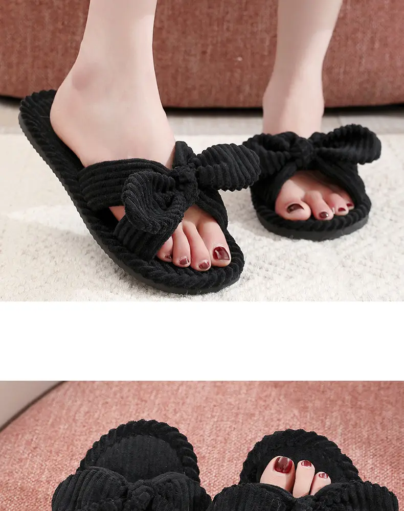 Cross-Border Temu Shein Cotton Slippers Ins Bowknot Home Plush Slippers Indoor Furry Wholesale Cotton Slippers — feature 18