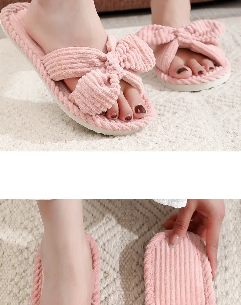Cross-Border Temu Shein Cotton Slippers Ins Bowknot Home Plush Slippers Indoor Furry Wholesale Cotton Slippers — feature 20
