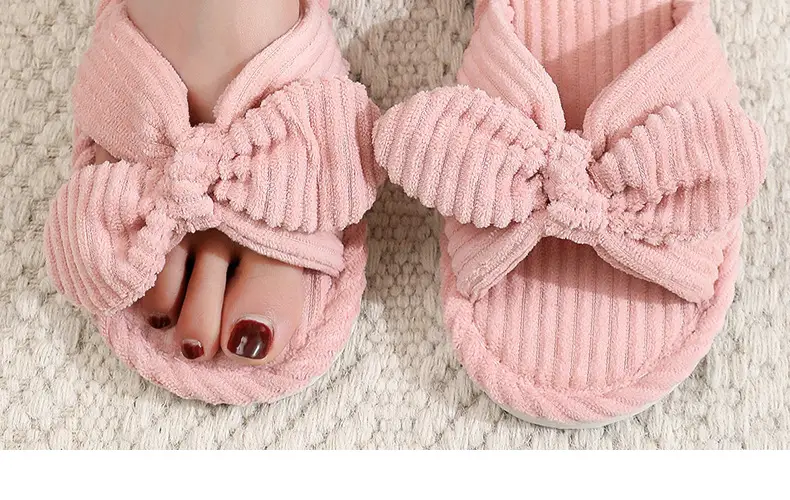 Cross-Border Temu Shein Cotton Slippers Ins Bowknot Home Plush Slippers Indoor Furry Wholesale Cotton Slippers — feature 21