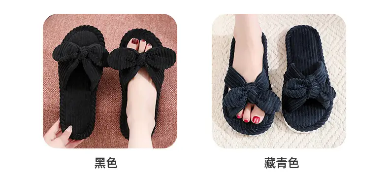 Cross-Border Temu Shein Cotton Slippers Ins Bowknot Home Plush Slippers Indoor Furry Wholesale Cotton Slippers — feature 5
