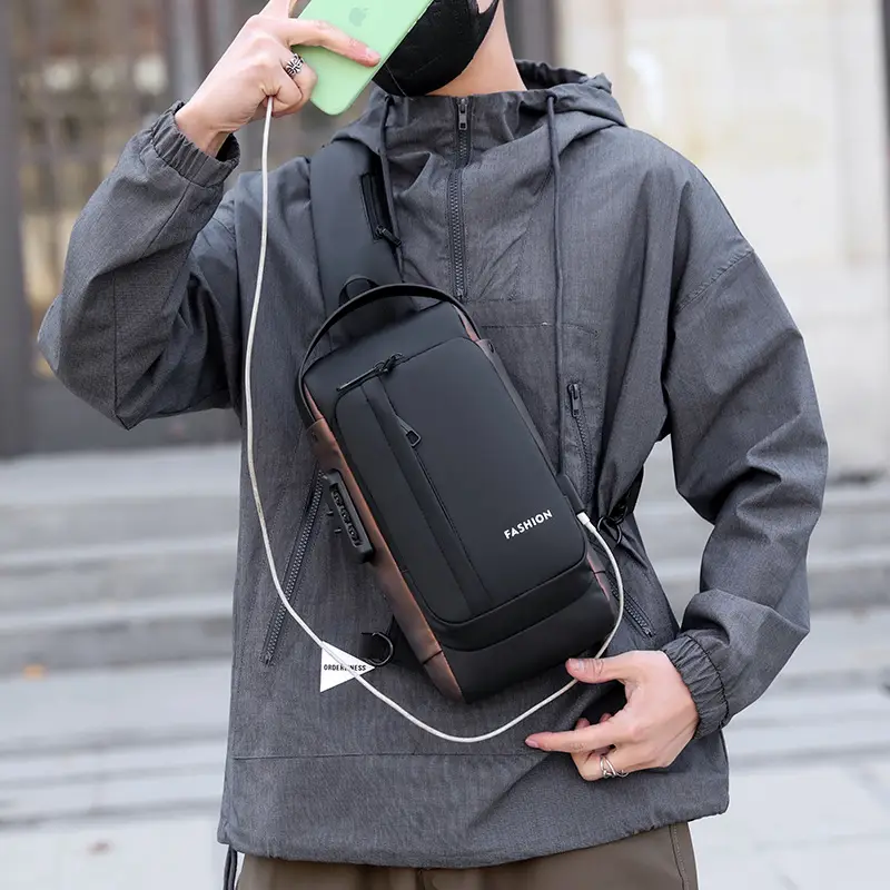 Men's Anti-Theft Crossbody Bag Large Capacity Black - Image 7