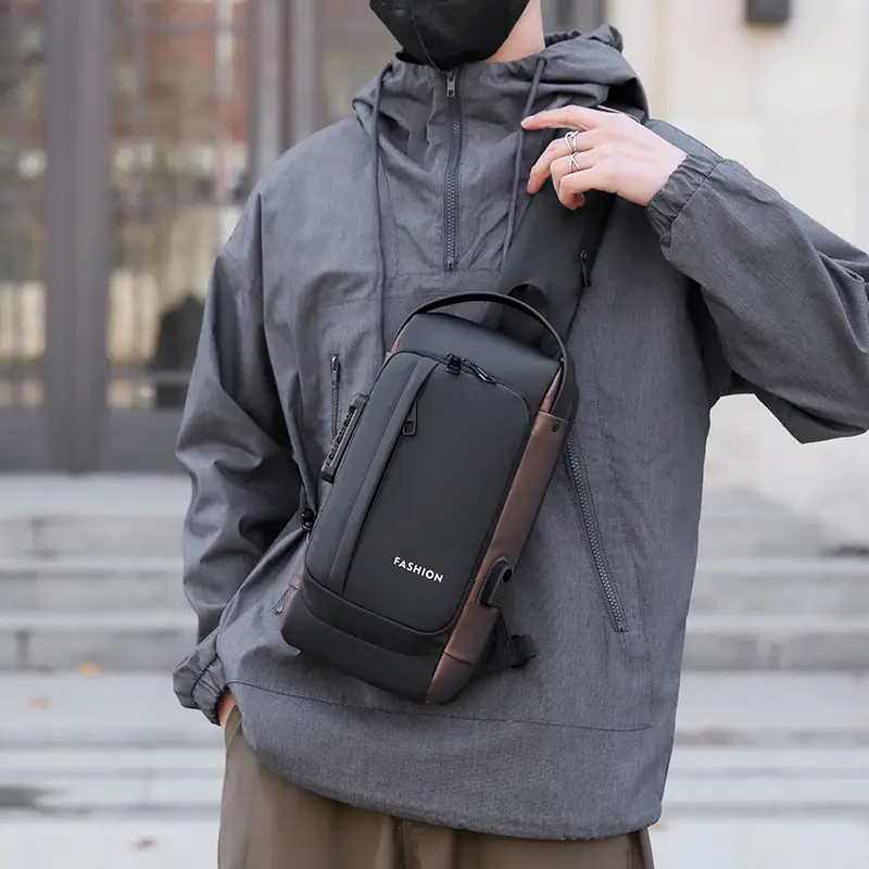 Men's Anti-Theft Crossbody Bag Large Capacity Black - Image 8
