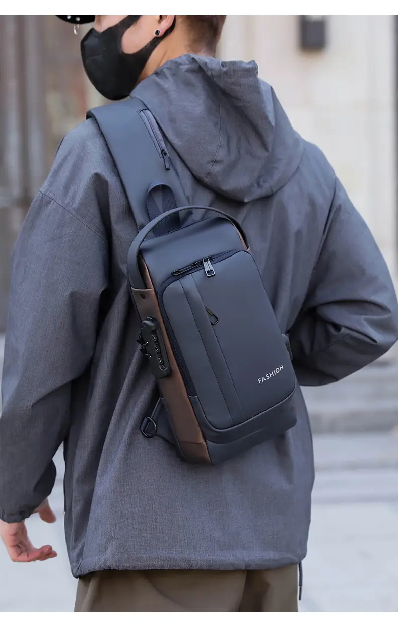 Men's Anti-Theft Crossbody Bag Large Capacity Black — feature 18
