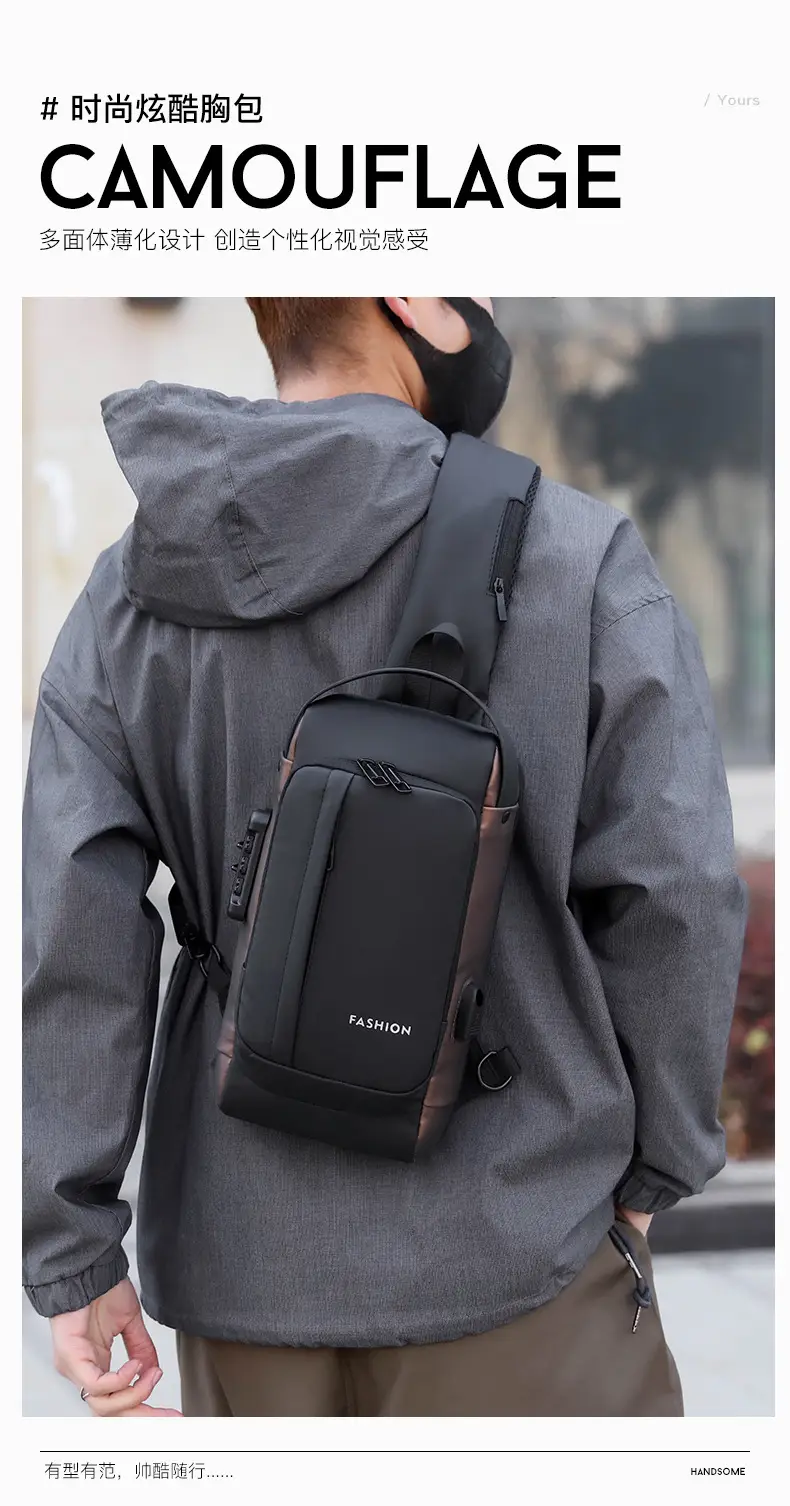 Men's Anti-Theft Crossbody Bag Large Capacity Black — feature 4