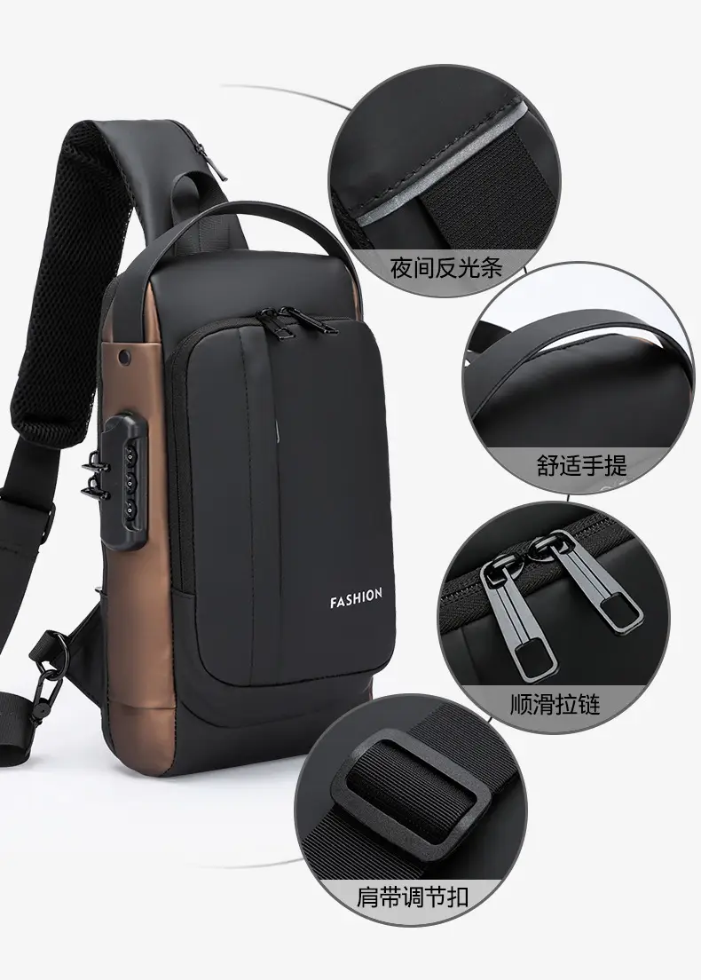 Men's Anti-Theft Crossbody Bag Large Capacity Black — feature 8