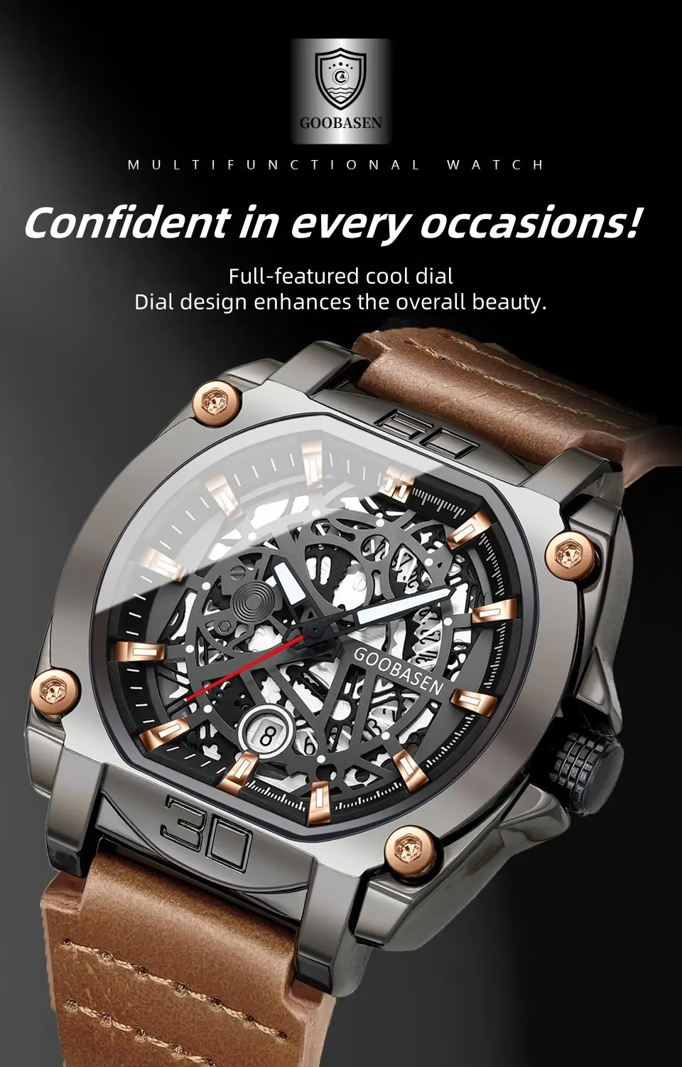 Gubosen Multi-Layer Watch for Men Waterproof Luminous Calendar — feature 17