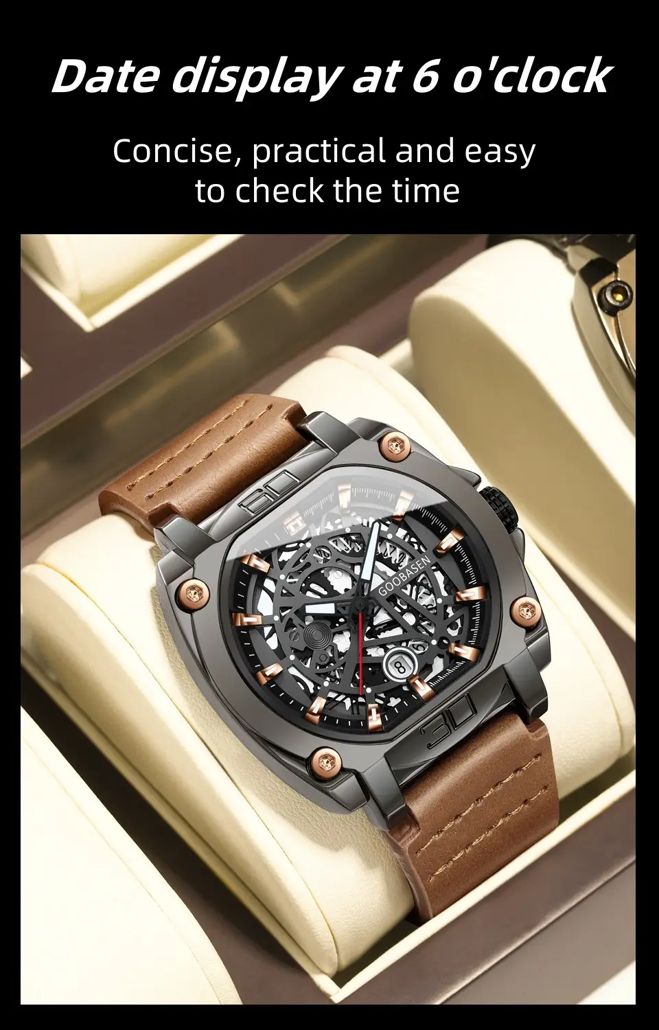 Gubosen Multi-Layer Watch for Men Waterproof Luminous Calendar — feature 23