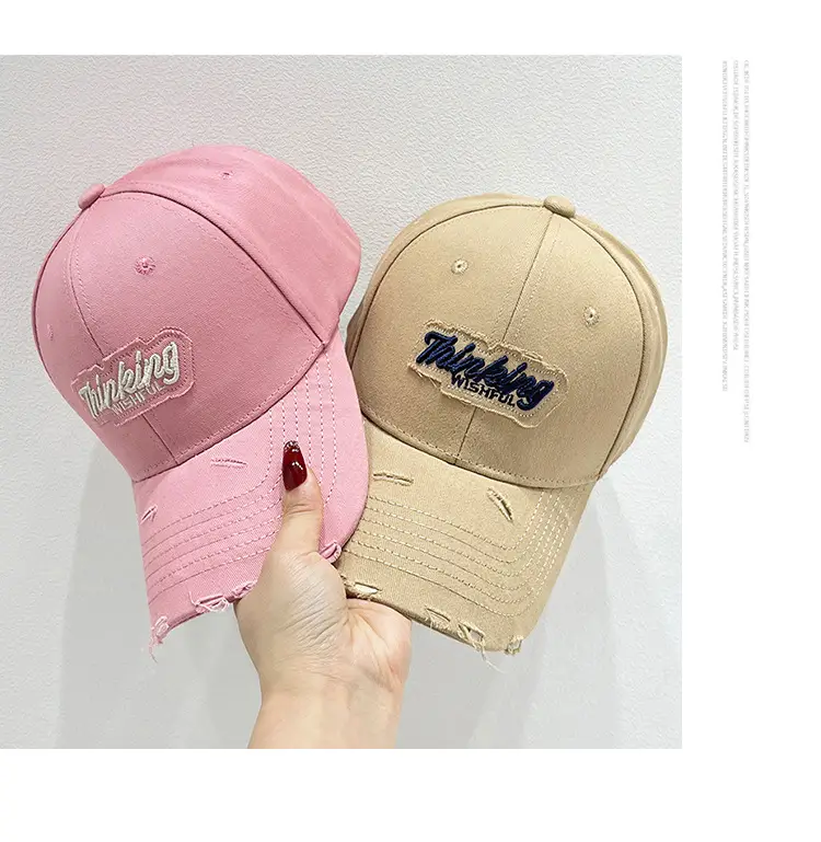 Women Pink & Beige Embroidered Baseball Caps — feature 10