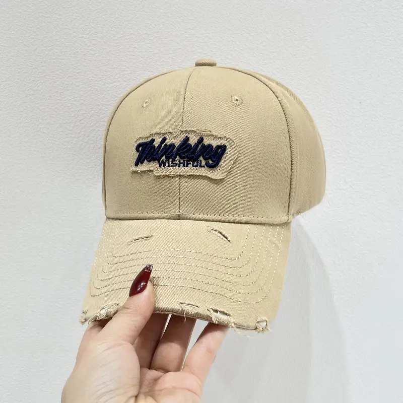 Women Pink & Beige Embroidered Baseball Caps - Image 3