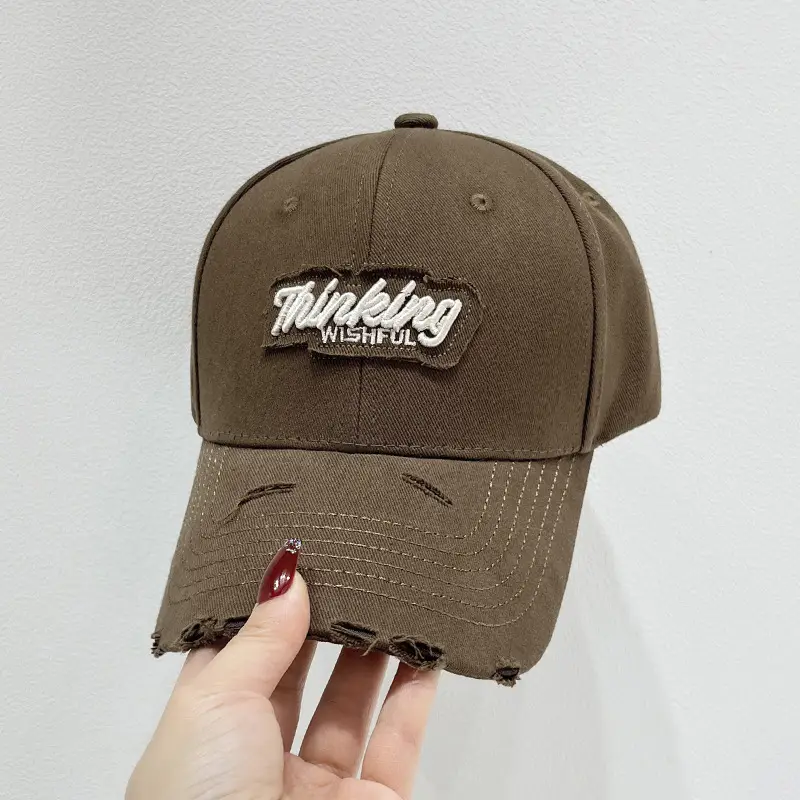 Women Pink & Beige Embroidered Baseball Caps - Image 4