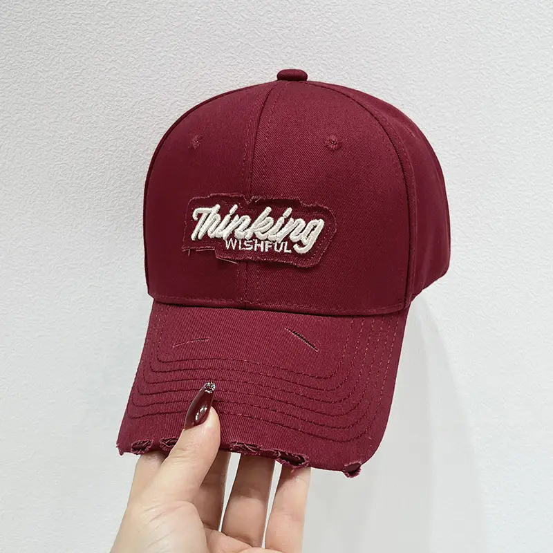 Women Pink & Beige Embroidered Baseball Caps - Image 6