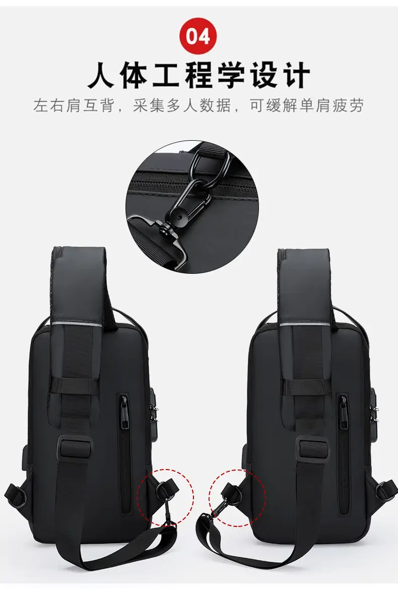 Men's Anti-Theft Crossbody Bag Black Waterproof — feature 11
