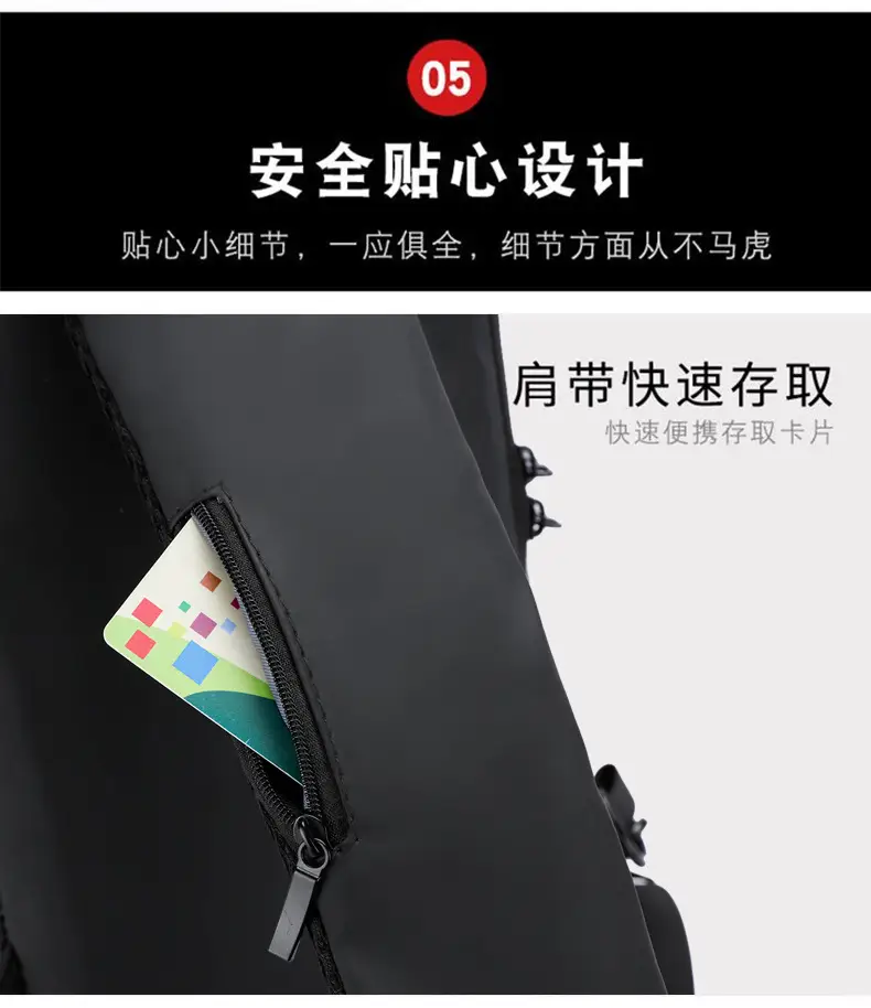 Men's Anti-Theft Crossbody Bag Black Waterproof — feature 12
