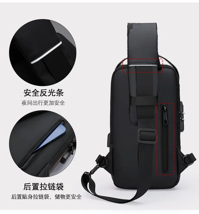 Men's Anti-Theft Crossbody Bag Black Waterproof — feature 13
