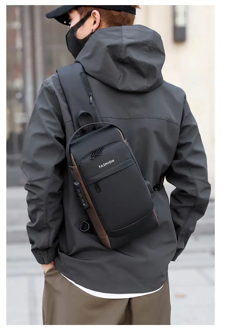 Men's Anti-Theft Crossbody Bag Black Waterproof — feature 15