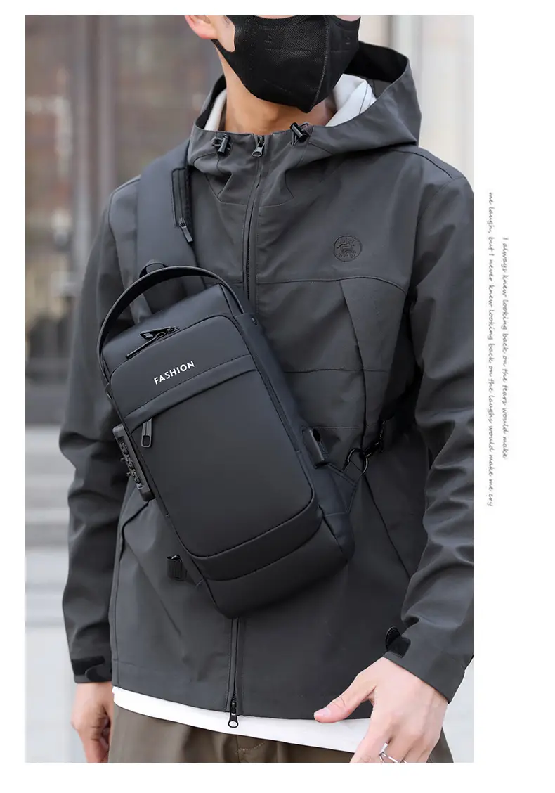 Men's Anti-Theft Crossbody Bag Black Waterproof — feature 19