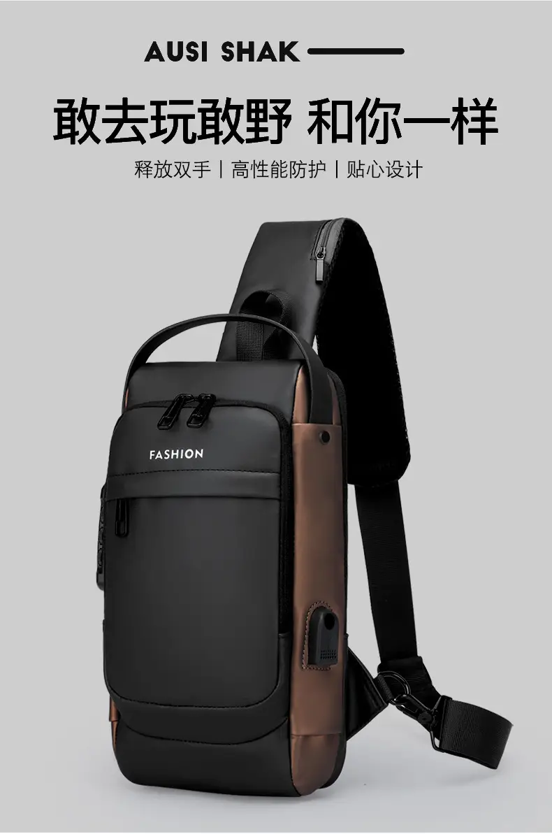 Men's Anti-Theft Crossbody Bag Black Waterproof — feature 2