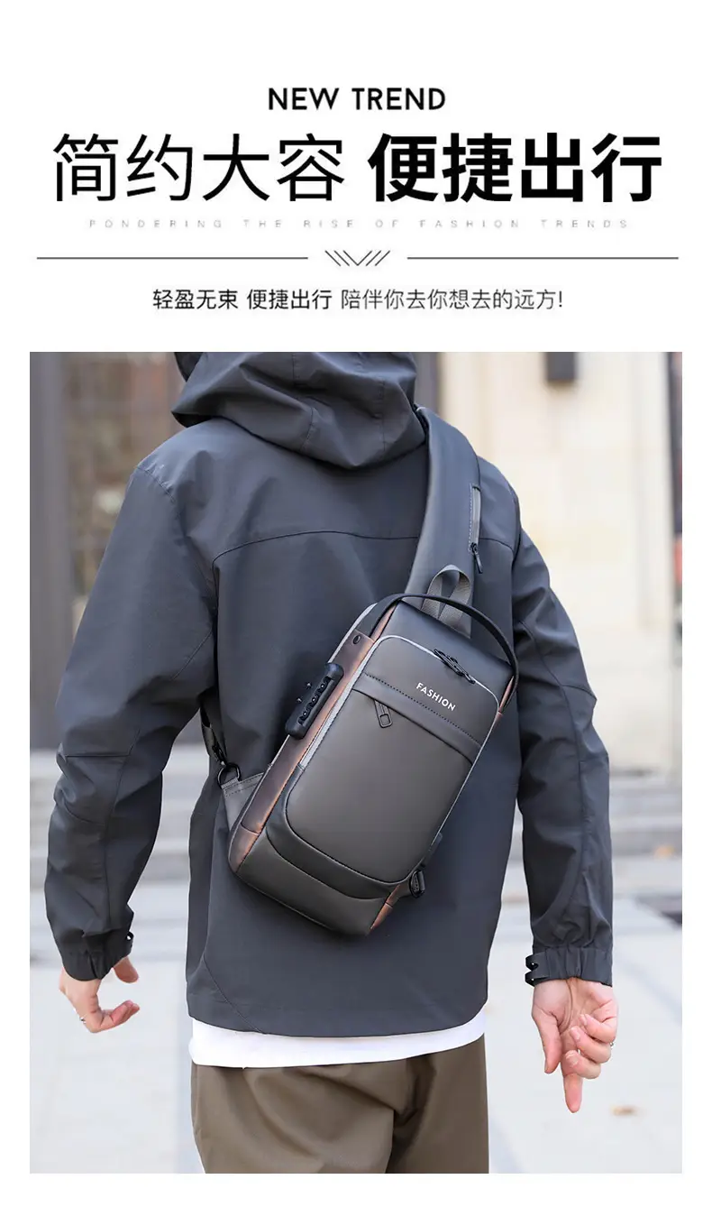 Men's Anti-Theft Crossbody Bag Black Waterproof — feature 4