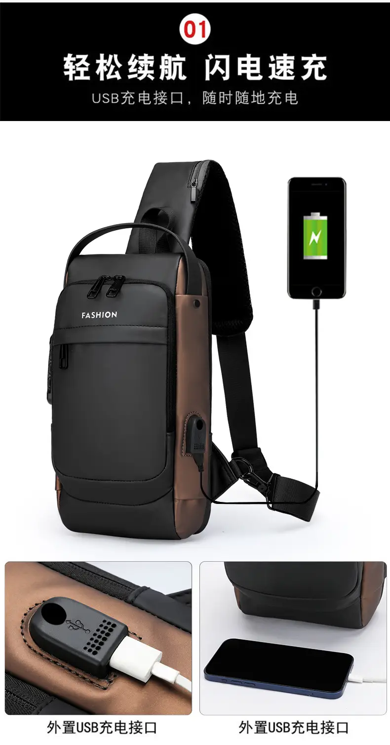 Men's Anti-Theft Crossbody Bag Black Waterproof — feature 8