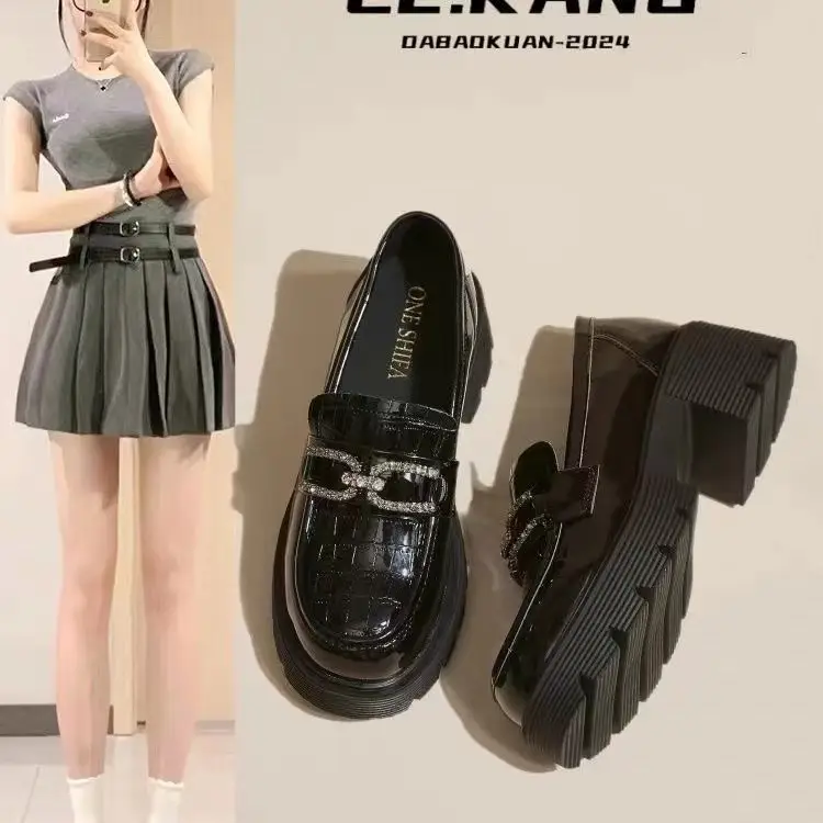 Black Leather Slip-On Women's Thick Soled Loafers 2024 — feature 10