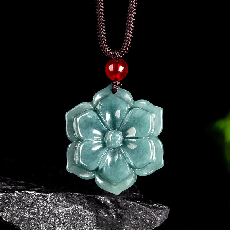 Jade Blue Water Peach Blossom Pendant for Men Women - Image 2