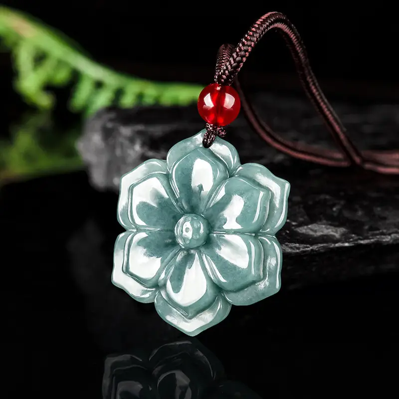 Jade Blue Water Peach Blossom Pendant for Men Women - Image 3