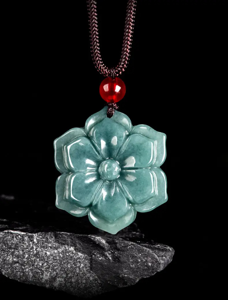 Jade Blue Water Peach Blossom Pendant for Men Women — feature 2
